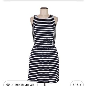 Ann Taylor Navy White Striped Dress Women’s SP Mini Sleeveless Summer Classic